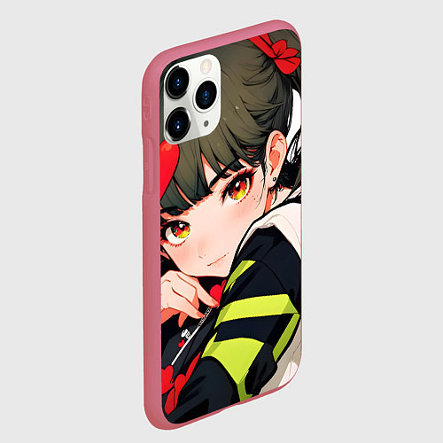 Чехол iPhone 11 Pro матовый Манга портрет / 3D-Малиновый – фото 2
