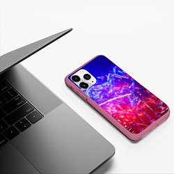 Чехол iPhone 11 Pro матовый Неоновая геометрическая абстракция, цвет: 3D-малиновый — фото 2