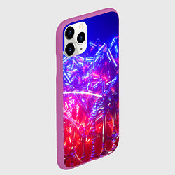 Чехол iPhone 11 Pro матовый Неоновая геометрическая абстракция, цвет: 3D-фиолетовый — фото 2