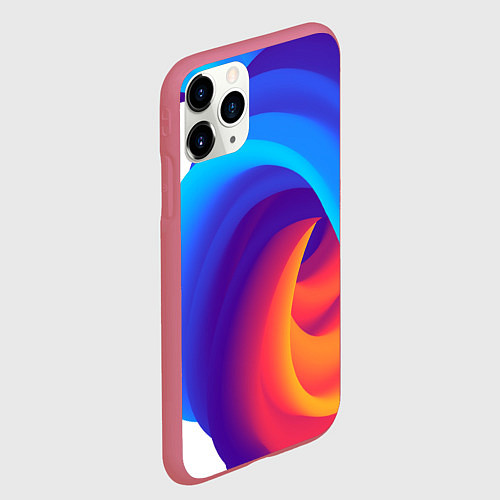 Чехол iPhone 11 Pro матовый Неоновые волны абстракция / 3D-Малиновый – фото 2