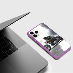 Чехол iPhone 11 Pro матовый Крутой байкер скетч, цвет: 3D-фиолетовый — фото 2
