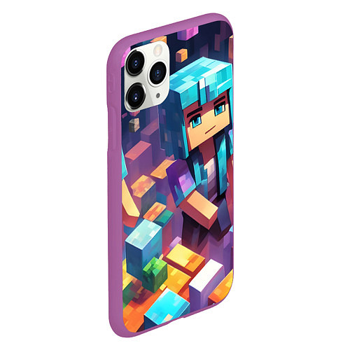 Чехол iPhone 11 Pro матовый Minecraft 2 0 / 3D-Фиолетовый – фото 2