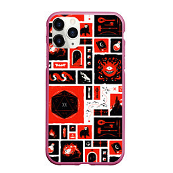 Чехол iPhone 11 Pro матовый Dungeons and dragons pattern, цвет: 3D-малиновый