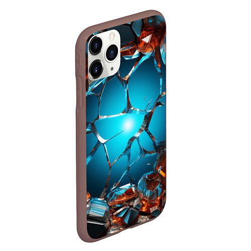 Чехол iPhone 11 Pro матовый Разбитое стекло текстура / 3D-Коричневый – фото 2