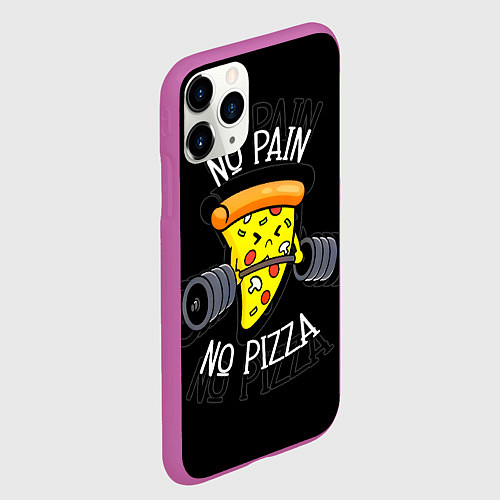 Чехол iPhone 11 Pro матовый No pain - no pizza / 3D-Фиолетовый – фото 2