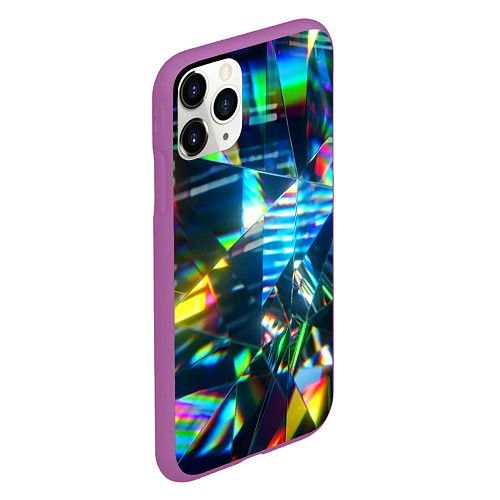 Чехол iPhone 11 Pro матовый Глитч эффект на стекле / 3D-Фиолетовый – фото 2