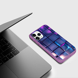 Чехол iPhone 11 Pro матовый Неоновые кубики, цвет: 3D-фиолетовый — фото 2