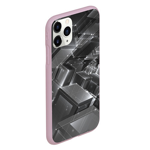 Чехол iPhone 11 Pro матовый Прозрачные кубы / 3D-Розовый – фото 2