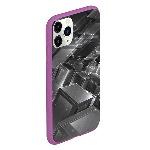 Чехол iPhone 11 Pro матовый Прозрачные кубы / 3D-Фиолетовый – фото 2