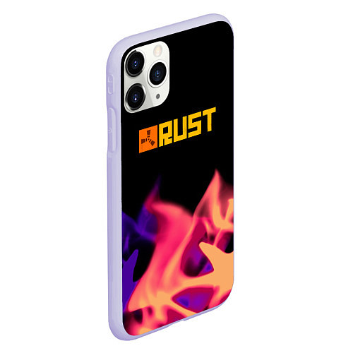 Чехол iPhone 11 Pro матовый RUST neon fire / 3D-Светло-сиреневый – фото 2