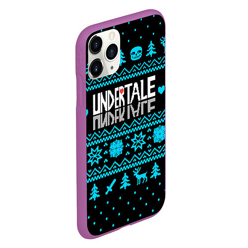 Чехол iPhone 11 Pro матовый Undertale rpg winter / 3D-Фиолетовый – фото 2