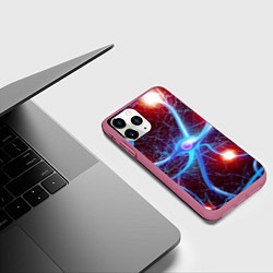 Чехол iPhone 11 Pro матовый Нейронная сеть - аксоны, цвет: 3D-малиновый — фото 2
