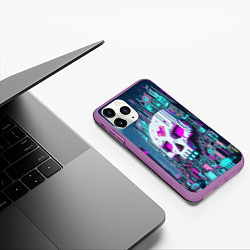 Чехол iPhone 11 Pro матовый Skull Minecraft - ai art fantasy, цвет: 3D-фиолетовый — фото 2