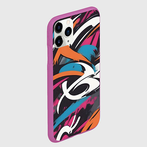 Чехол iPhone 11 Pro матовый Граффити абстракция / 3D-Фиолетовый – фото 2