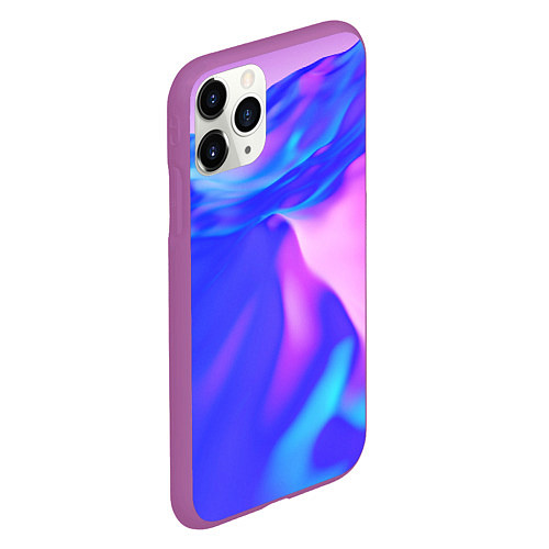 Чехол iPhone 11 Pro матовый Неоновая текстура абстракция / 3D-Фиолетовый – фото 2