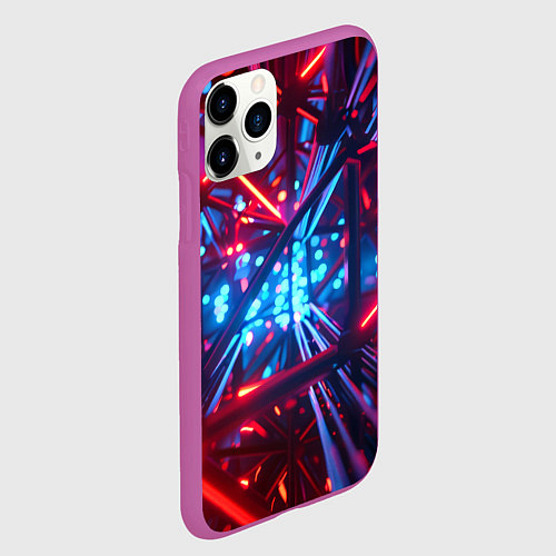 Чехол iPhone 11 Pro матовый Неоновые трубки / 3D-Фиолетовый – фото 2