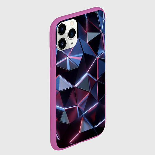 Чехол iPhone 11 Pro матовый Неоновые геометрические плиты / 3D-Фиолетовый – фото 2