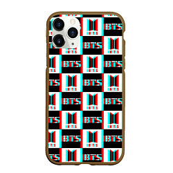 Чехол iPhone 11 Pro матовый BTS glitch pattern, цвет: 3D-коричневый