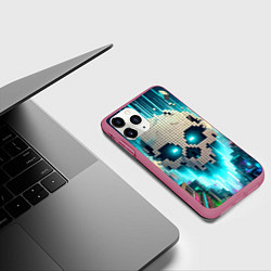 Чехол iPhone 11 Pro матовый Minecraft skull - ai art fantasy, цвет: 3D-малиновый — фото 2