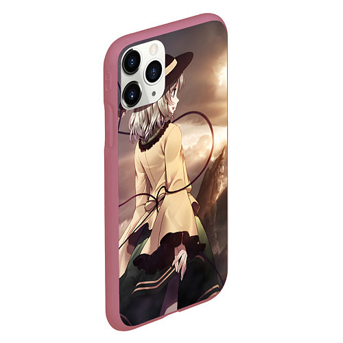 Чехол iPhone 11 Pro матовый Touhou Project Койши Комейдзи взгляд на рассвет / 3D-Малиновый – фото 2