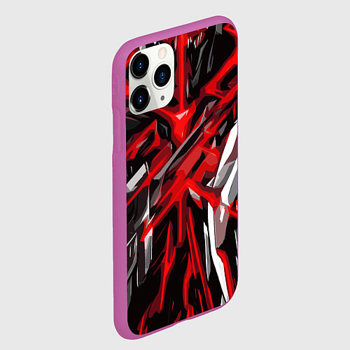 Чехол iPhone 11 Pro матовый Красный и черный абстрактный фон / 3D-Фиолетовый – фото 2