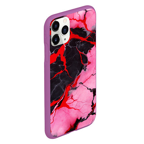 Чехол iPhone 11 Pro матовый Мрамор в розовых оттенках / 3D-Фиолетовый – фото 2