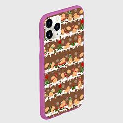 Чехол iPhone 11 Pro матовый Капибары на Новый год и Рождество зимой, цвет: 3D-фиолетовый — фото 2