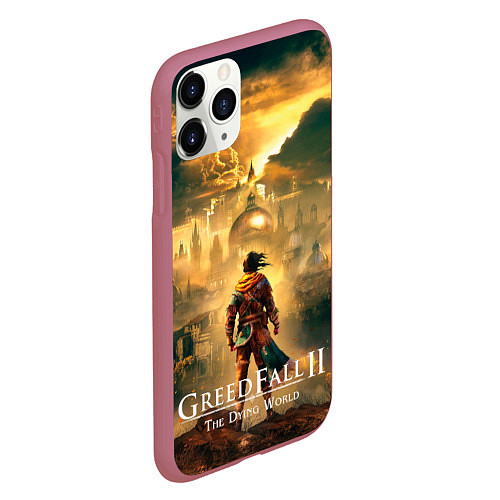 Чехол iPhone 11 Pro матовый Герой Greedfall 2 the dying world / 3D-Малиновый – фото 2