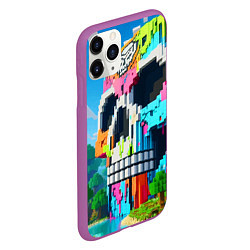 Чехол iPhone 11 Pro матовый Minecraft skull - ai art fantasy, цвет: 3D-фиолетовый — фото 2