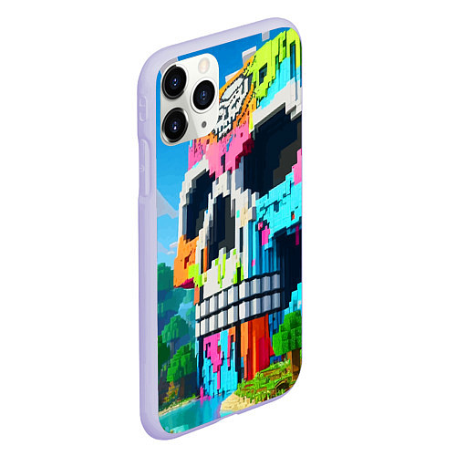 Чехол iPhone 11 Pro матовый Minecraft skull - ai art fantasy / 3D-Светло-сиреневый – фото 2