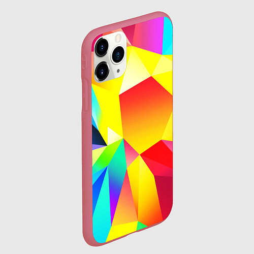 Чехол iPhone 11 Pro матовый Цветная геометрия стекло / 3D-Малиновый – фото 2