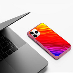 Чехол iPhone 11 Pro матовый Абстрактные волны текстура, цвет: 3D-малиновый — фото 2