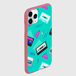 Чехол iPhone 11 Pro матовый Бирюзовая кассета из 90-х, цвет: 3D-малиновый — фото 2