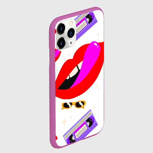 Чехол iPhone 11 Pro матовый Вечеринка 90-х: Яркие символы эпохи / 3D-Фиолетовый – фото 2