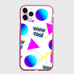 Чехол iPhone 11 Pro матовый WWW Cool: Геометрия и стиль 90-х, цвет: 3D-малиновый