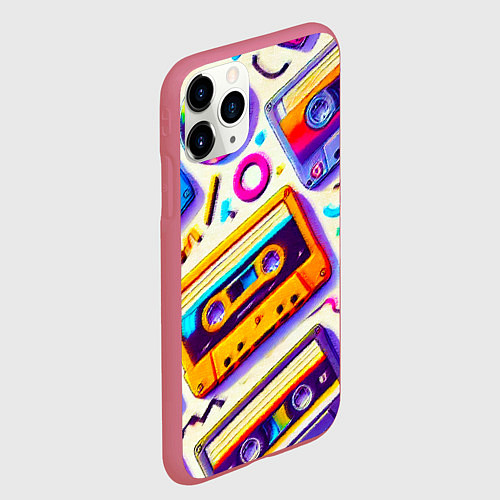 Чехол iPhone 11 Pro матовый Магия микстейпов: Цветная ностальгия / 3D-Малиновый – фото 2