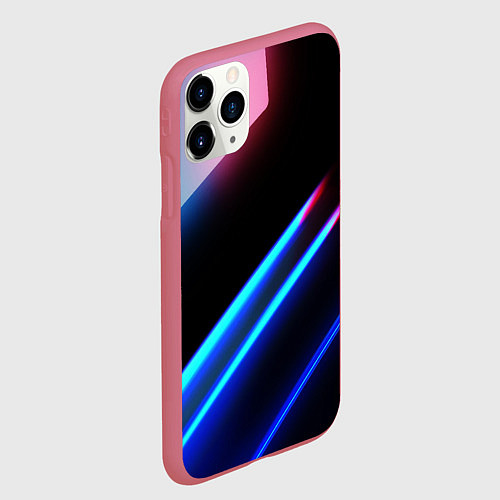 Чехол iPhone 11 Pro матовый Неоновые линии текстура / 3D-Малиновый – фото 2