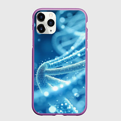 Чехол iPhone 11 Pro матовый Днк в синем свечении, цвет: 3D-фиолетовый