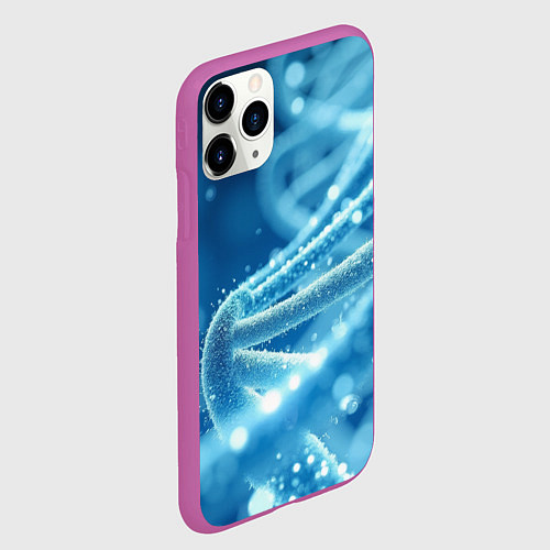 Чехол iPhone 11 Pro матовый Днк в синем свечении / 3D-Фиолетовый – фото 2