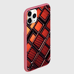 Чехол iPhone 11 Pro матовый Геометрия карбон, цвет: 3D-малиновый — фото 2