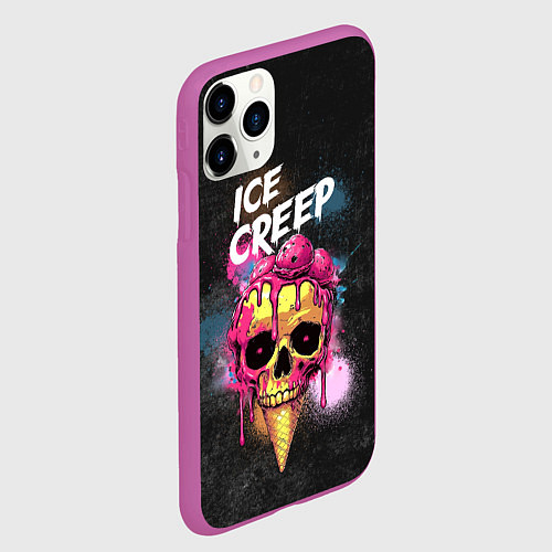 Чехол iPhone 11 Pro матовый Ice creep - рожок мороженого черепа / 3D-Фиолетовый – фото 2