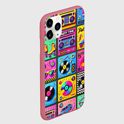 Чехол iPhone 11 Pro матовый Вибрации 90-х вечеринка в стиле ретро, цвет: 3D-малиновый — фото 2