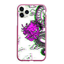 Чехол iPhone 11 Pro матовый Cyberpunk neon dragon, цвет: 3D-малиновый