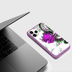 Чехол iPhone 11 Pro матовый Cyberpunk neon dragon, цвет: 3D-фиолетовый — фото 2