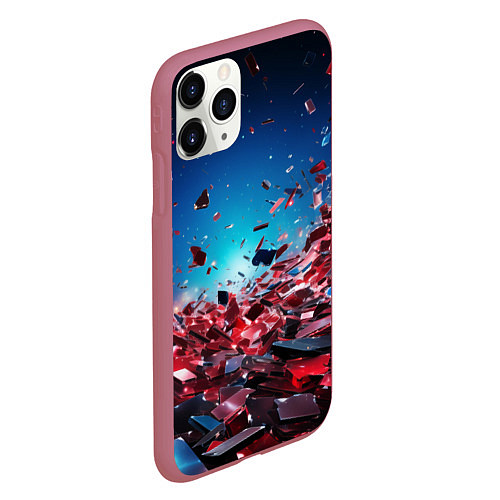 Чехол iPhone 11 Pro матовый Осколки плит в движении / 3D-Малиновый – фото 2