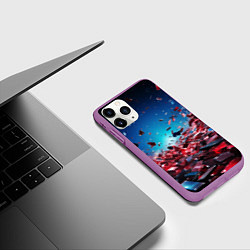 Чехол iPhone 11 Pro матовый Осколки плит в движении, цвет: 3D-фиолетовый — фото 2