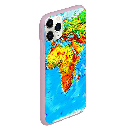 Чехол iPhone 11 Pro матовый Мировая карта краски / 3D-Розовый – фото 2