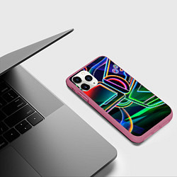 Чехол iPhone 11 Pro матовый Неоновая психоделика геймер, цвет: 3D-малиновый — фото 2