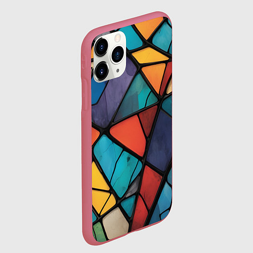 Чехол iPhone 11 Pro матовый Цветное стекло витраж / 3D-Малиновый – фото 2