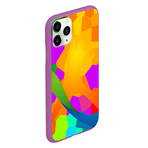 Чехол iPhone 11 Pro матовый Мозаика цветная / 3D-Фиолетовый – фото 2